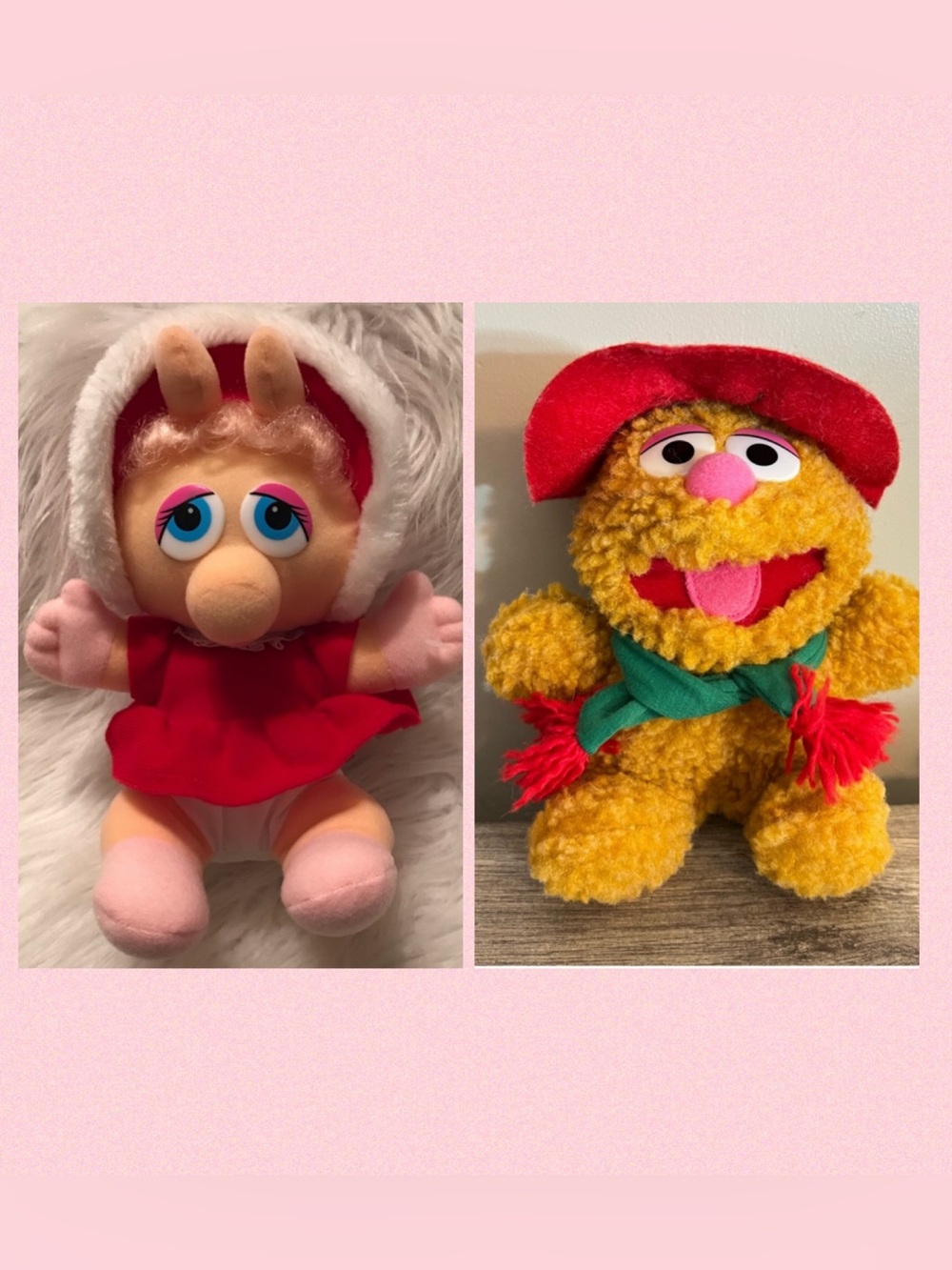VTG 1987 McDonald’s Henson Baby Fozzie Bear Miss Piggy Plush Holiday Christmas 7